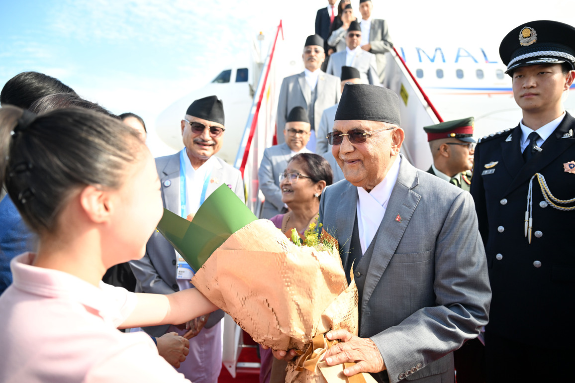 (SCO Tianjin Summit) CHINA-TIANJIN-NEPALI PM-ARRIVAL (CN)