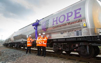 Under Secretary of State for Transport unveils Hope's new rail wagons 