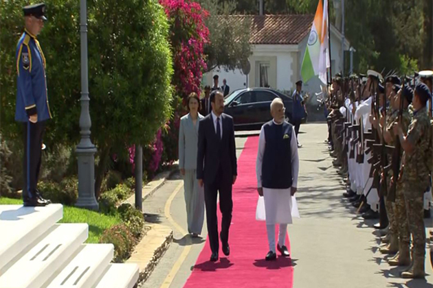 Cyprus President Nikos Christodoulides welcomes PM Modi at Presidential Palace