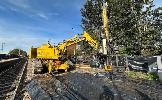 On the TransPennine Route Upgrade, Van Elle is carrying out down-the-hole hammer drilling and CHS (circular hollow section) pile installation