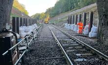  Ground engineering works have been completed to help reduce earth movement and the risk of further landslips on the rail line between Axminster and Pinhoe in Devon, UK