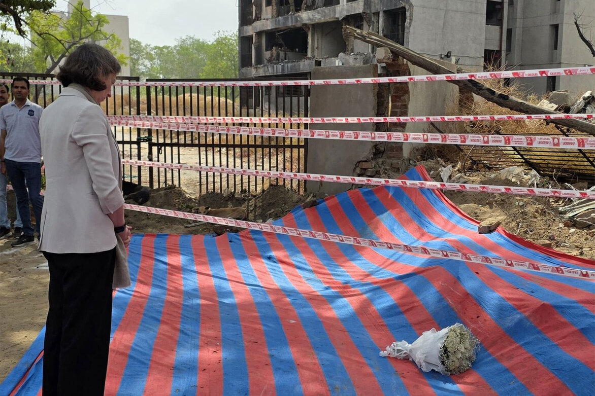 Air India AI-171 crash anniversary: British High Commissioner Lindy Cameron pays solemn tributes to victims in Ahmedabad