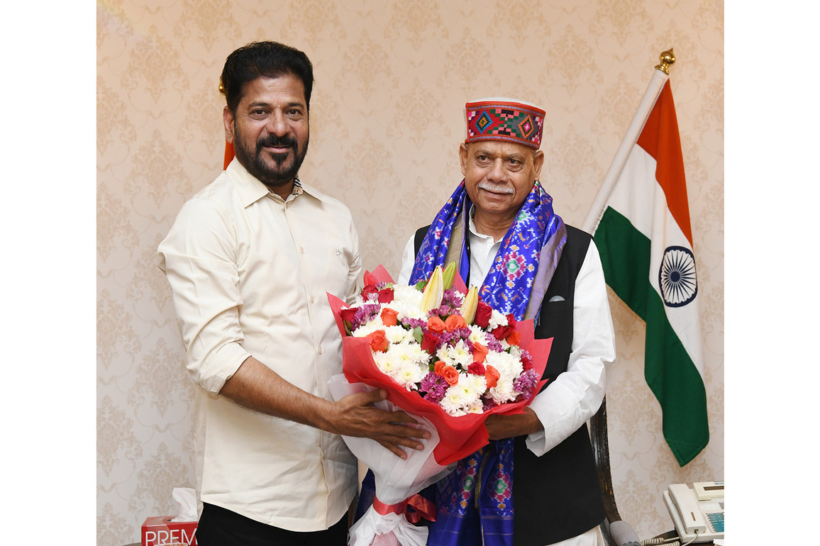 CM Revanth Reddy holds courtesy meeting with Telangana Governor Shiv Pratap Shukla