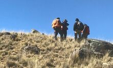 Geologists at Riqueza's Pampa Corral prospect in Peru