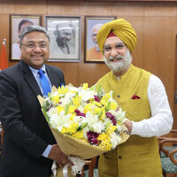 MEA Secretary (West) Sibi George calls on Delhi Lt Governor at Lok Niwas