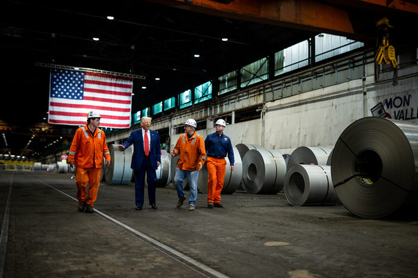 US president Donald Trump visits an US Steel plant in Pennsylvania on May 30, 2025.