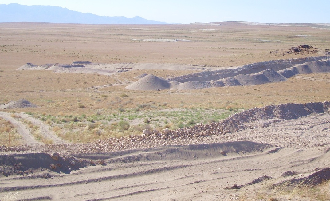 Bulk sample pits at the Southeast Pediment deposit at the Sandman gold project in Nevada
