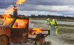 MinRes' rescue team in action at the Chamber of Minerals and Energy Surface Mine Emergency Rescue Competition in Coolgardie in July. The MinRes team won the firefighting section