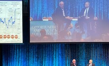  Tim Goyder (left) in conversation with conference organiser Nicholas Read