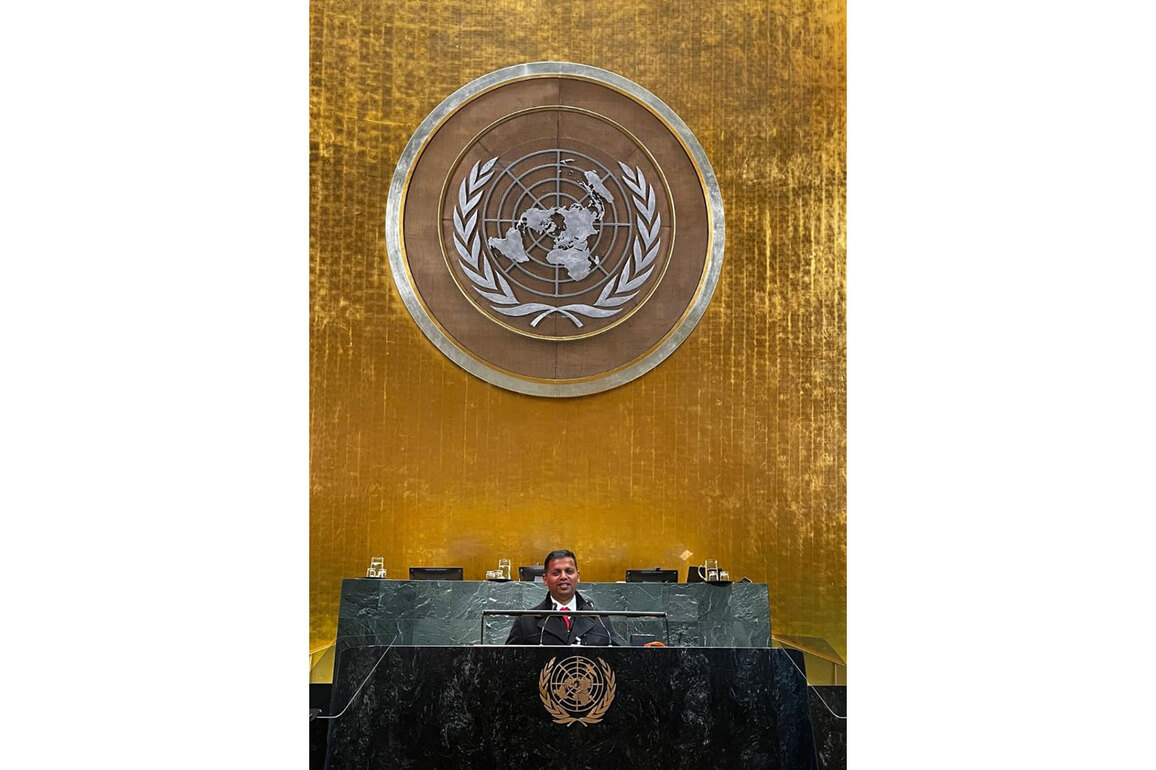 Vineet Kumar, founder, CyberPeace addresses global leaders at UN General Assembly WSIS+20 high-level plenary meeting