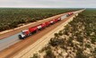 An autonomous road train being trialled in the Yilgarn