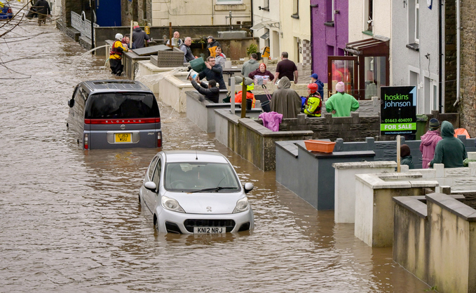 Flooding in Pontypridd, Wales, after the River Taff burst its banks following heavy rain from Storm Bert in 2024 | Credit: iStock