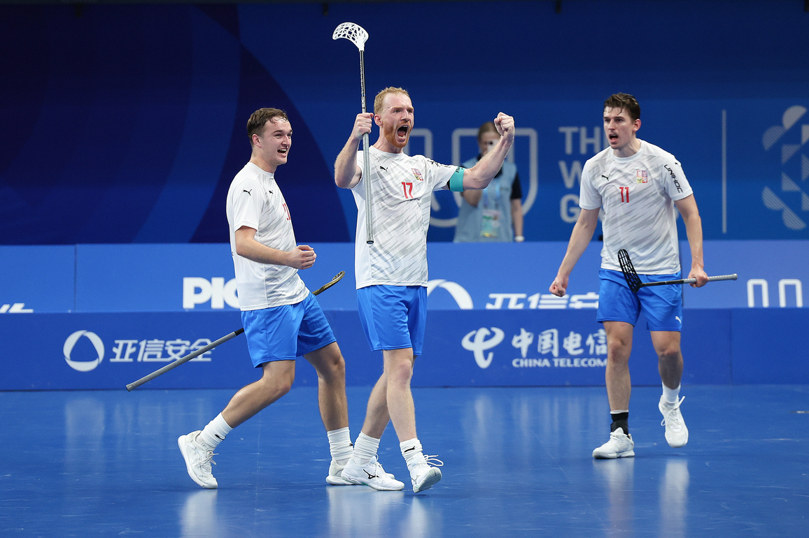 (SP)CHINA-CHENGDU-THE WORLD GAMES 2025-FLOORBALL-MEN-SEMIFINALS-SWE VS CZE (CN)