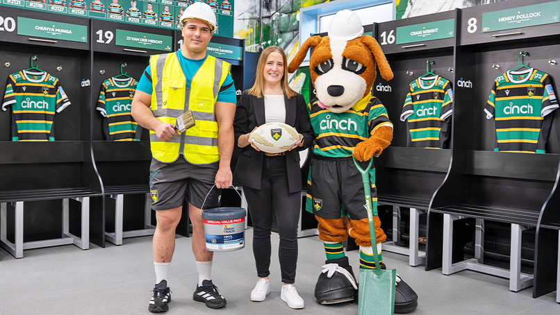 Northampton Saints prop Danilo Fischetti and Alison Wong.
