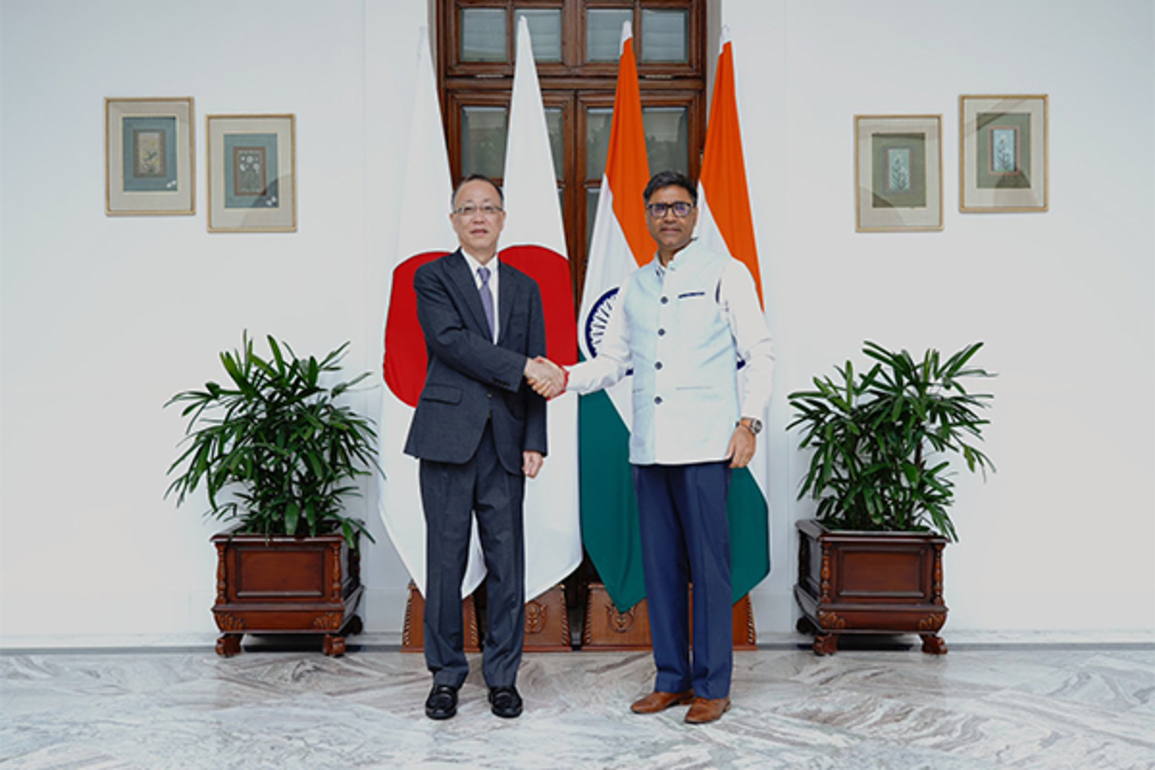 Vikram Misri meets his Japanese counterpart Takehiro Funakoshi in Delhi