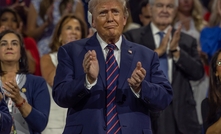 Former President Donald Trump watches the 2024 Republican National Convention proceedings in Milwaukee. Photo: Shutterstock / Ben Von Klemperer