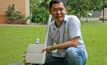  Professor Wei Xiang is working on a rain gauge that puts high-resolution rain data in the hands of farmers. Photo courtesy ABC News: Dom Vukovic. 