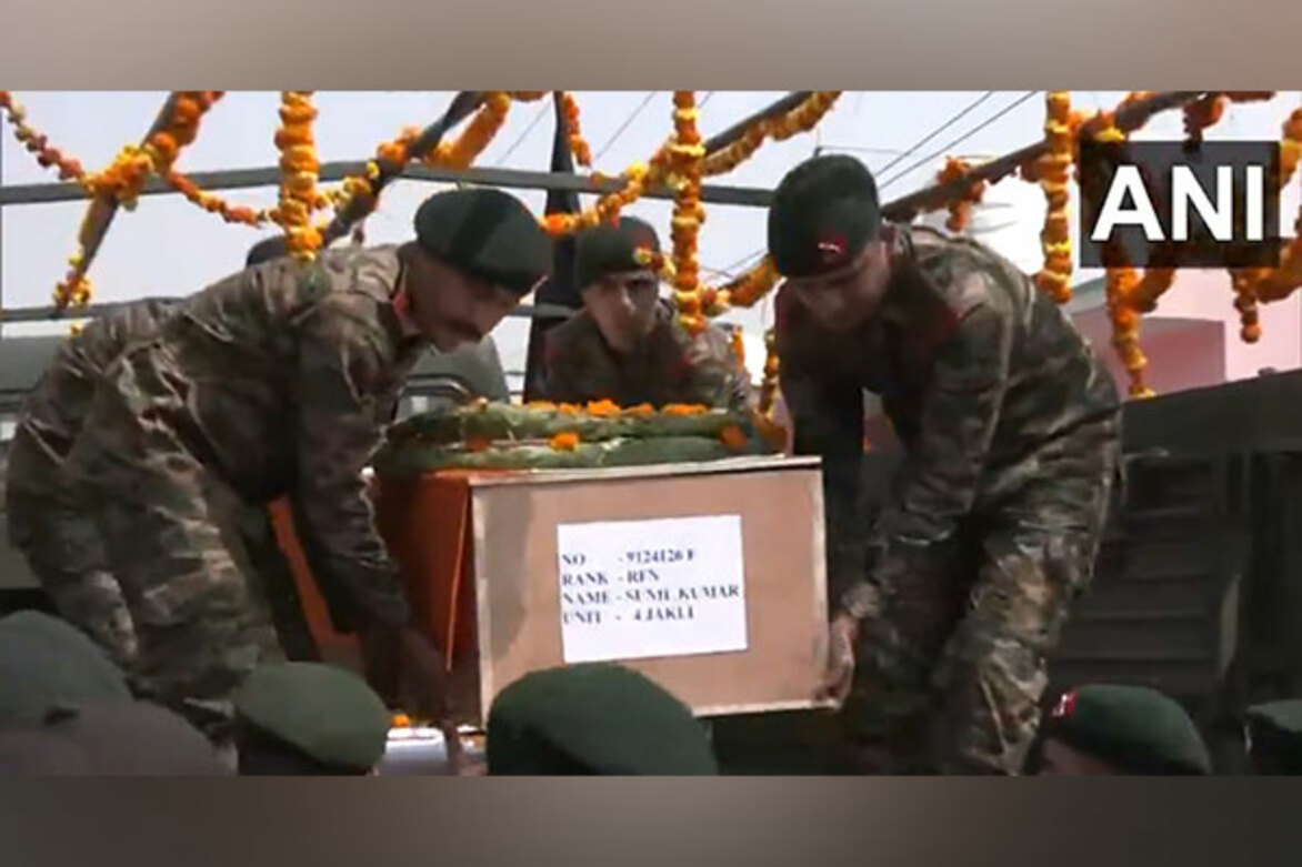 Mortal remains of Rifleman Sunil Kumar brought to his residence in Jammu