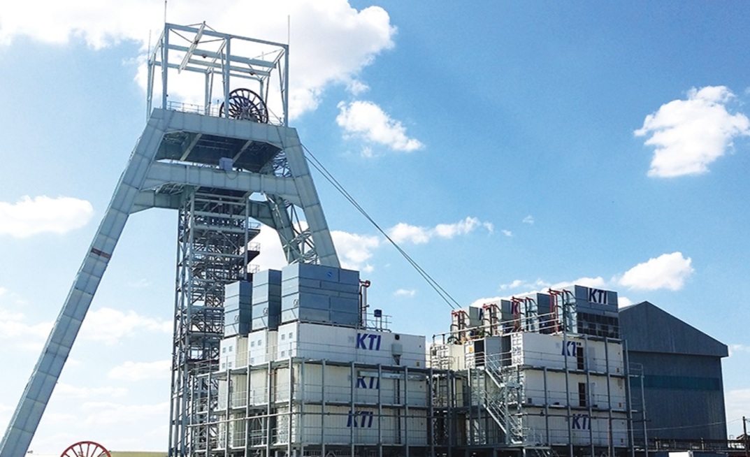 The surface ice factory at Phakisa is nestled at the foot of the mine’s headframe
