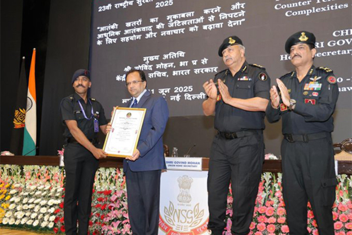 Indian Army officer Major Rajprasad RS receives NSG Counter IED Innovator award