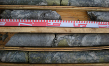 Drill core from Romios Gold Resources' Trek property in British Columbia, Canada