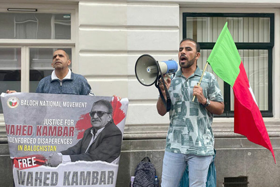 Netherlands: BNM holds protest outside Pak embassy demanding justice for 'enforced disappearance' of Ustad Wahid Kambar