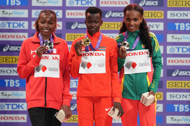 (SP)JAPAN-TOKYO-ATHLETICS-WORLD ATHLETICS CHAMPIONSHIPS-WOMEN'S 3000M STEEPLECHASE-AWARDING CEREMONY