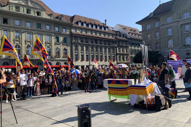 Over 200 Tibetans, supporters protest China's assimilation policies near Swiss Parliament