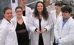 Sarah Harmer, centre, with postgraduate students at the Microbe Factory Laboratory at Flinders University