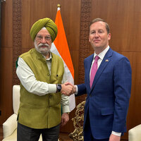 Union Minister Hardeep Singh Puri meets US Ambassador Sergio Gor; discusses "strengthening energy security"