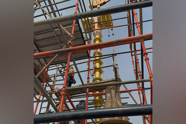 Flag pole installed at main peak of Shri Ram Janmabhoomi temple