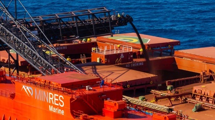 Loading ore off the coast. Credit: MinRes.