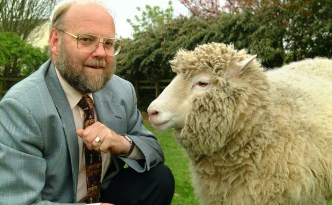 Professor Sir Ian Wilmut with Dolly the sheep, the first mammal to be cloned from an adult cell (University of Edinburgh)