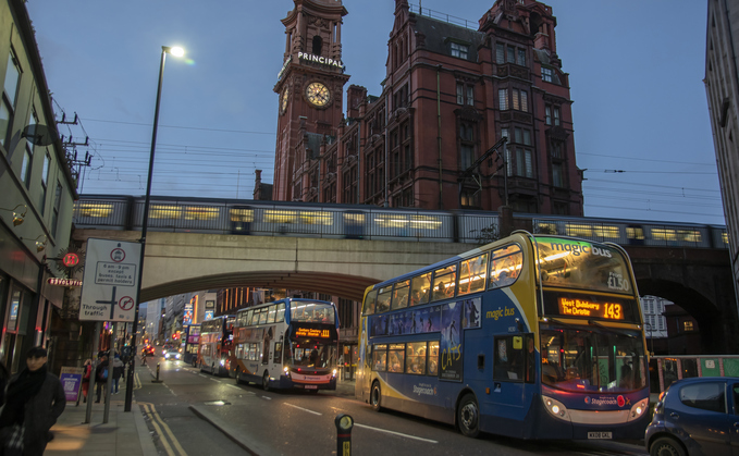 Buses at night in Manchster | Credit: iStock