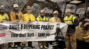 Shaft No. 9's final depth is 2103m, second only in the US to Resolution’s No. 10 shaft at 2116m