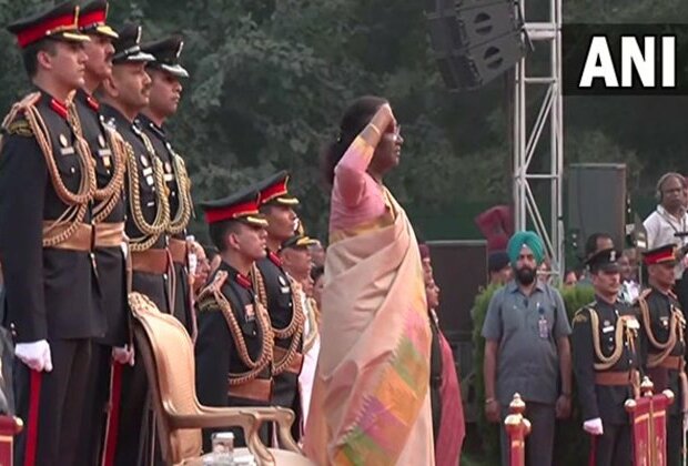 President Droupadi Murmu presents Silver Trumpet and Trumpet Banner to the 250-year-old President's Bodyguard