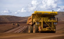 A Komatsu mining truck fitted with a GE electric drive motor