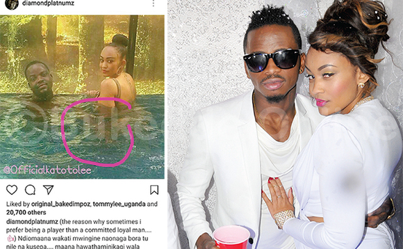 Obubaka Diamond bwe yatadde ku mukutu gwe ogwa Instragram, kw'asinga okubeera. Ku ddyo, Zari ne Diamond Platinumz nga bali mu mapenzi gye buvuddeko. Obubaka Diamond bwe yatadde ku mukutu gwe ogwa Instragram, kw'asinga okubeera. Ku ddyo, Zari ne Diamond Platinumz nga bali mu mapenzi gye buvuddeko.