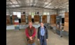 Muresk Institute's Lawson Harper and Laura Bryant, in Muresk's new shearing shed in WA. Image by Ben White.