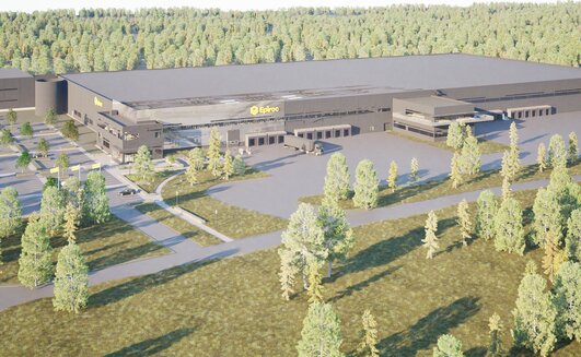 An illustration of the new distribution facility, in the Pilängen area of Örebro, Sweden