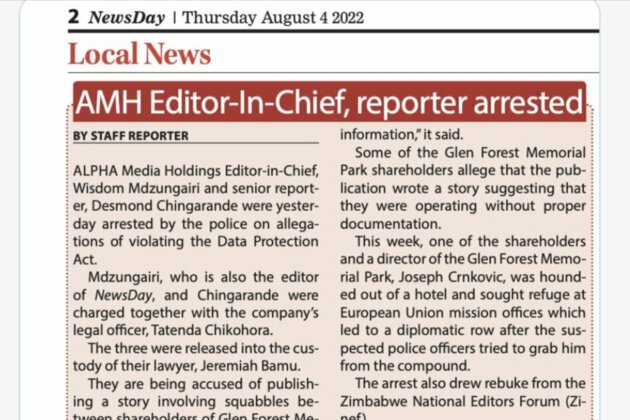 Arrest of Zimbabwe Journalists Out of Sync With Press Freedom Norms