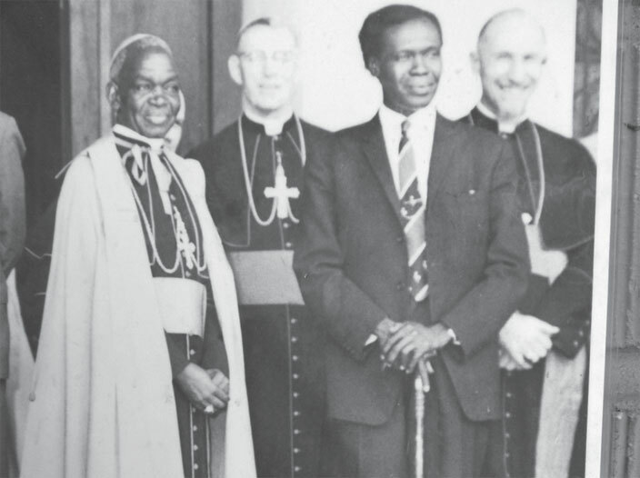 iwanuka left and other atholic religious leaders with resident pollo ilton bote in 1960s