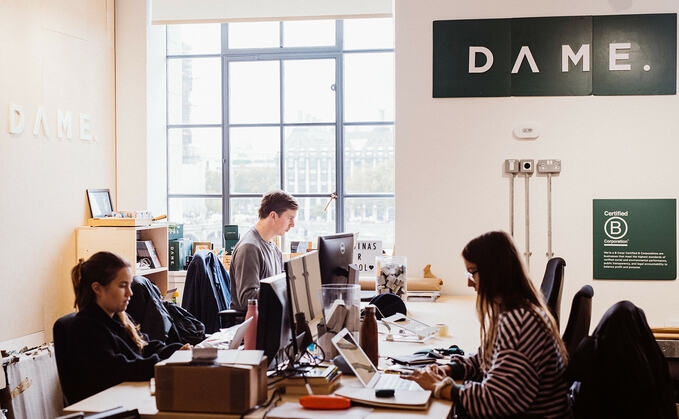 Sustainable menstrual product company DAME is among the first 50 businesses to use office space in the re-developed County Hall | Credit: Sustainable Ventures
