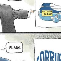 Editorial cartoon- Nick Anderson on Trumps gift from Qatar