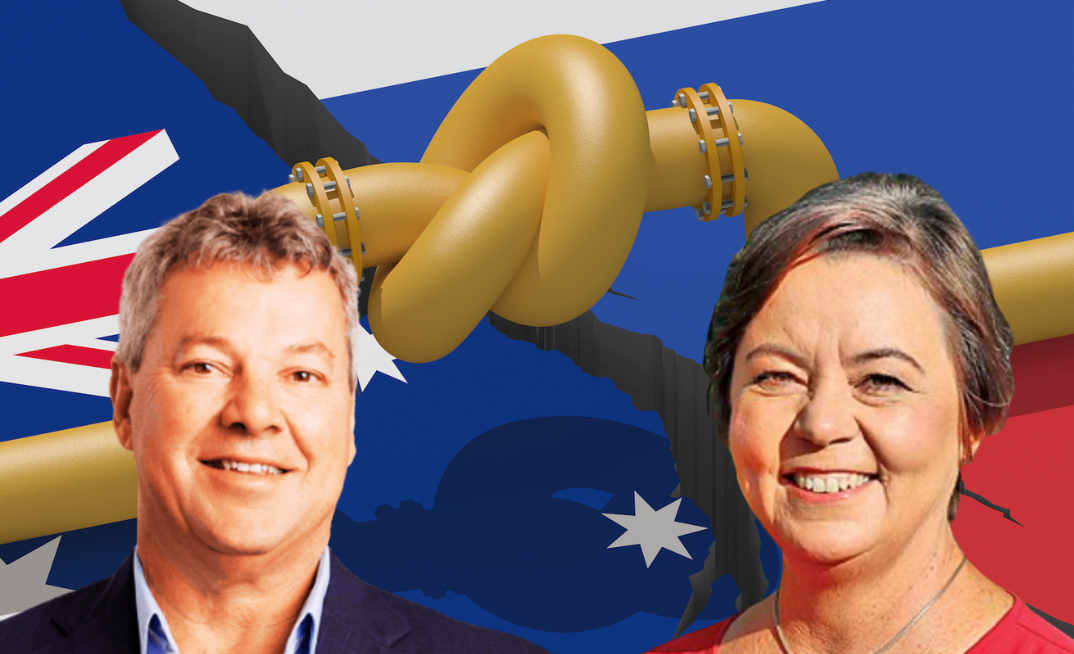 BlueScope CEO Mark Vessella calls on Australian government to curb gas exports. Pictured right federal resources minister Madeline King.