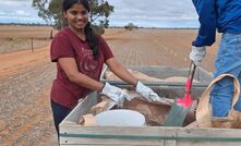 UniSA environmental researcher Binoy Sarkar (right) with student Thilini Amarasinghe, at a field trial site in Mallala, South Australia, in April this year.