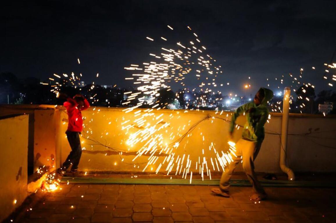 In Pics: New Year's fireworks light up Nairobi's Kibera Slum