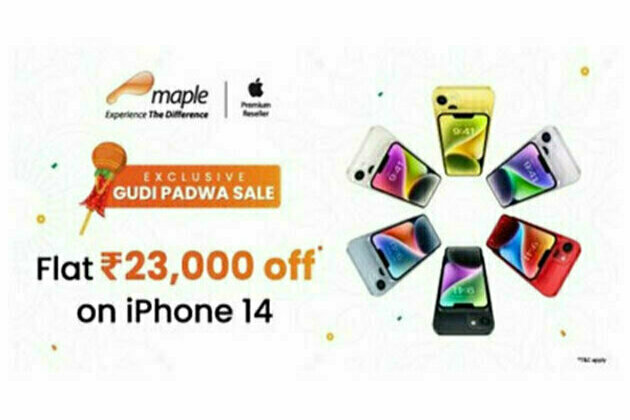 Maple announces 21 per cent discount on iPhone 14 as their Gudi Padwa Offer