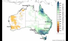  Parts of eastern Australia will be wetter than average over summer, according to the BOM. Image courtesy BOM.