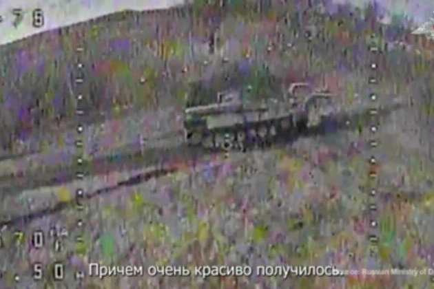 Ukrainian mine-clearing vehicle hit while firing at Russian forces - MOD (VIDEO)